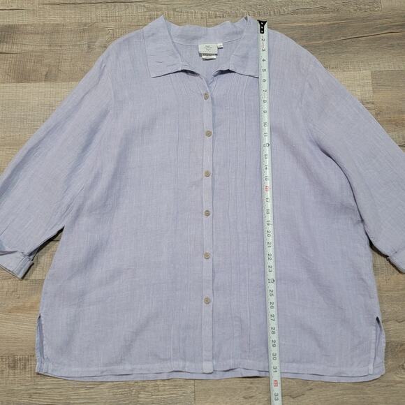 Hot Cotton by Marc Ware 100% Linen Button Up 2X Purple Cottage Boho USA Made Top - Picture 6 of 7